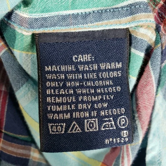 Ralph Lauren Sport Plaid Button Down Shirt Blue‎ Green Women's Size 6 Preppy - Picture 6 of 8